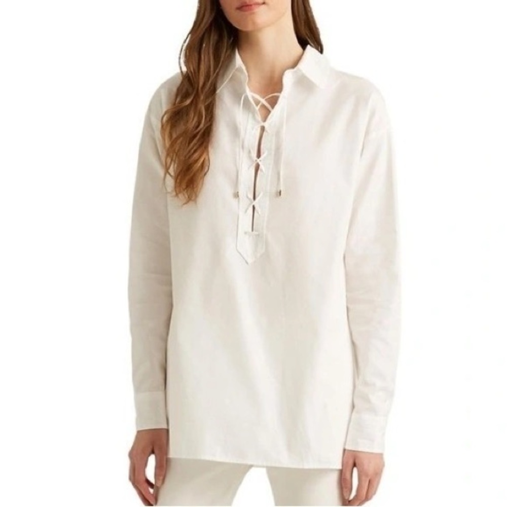 Lauren Ralph Lauren Lace Up Placket Blouse